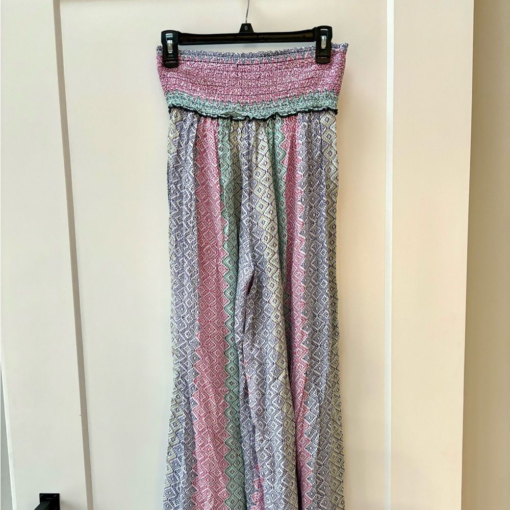 NWT Anthropologie colorful pastel wide leg flowy palazzo pant women’s size S